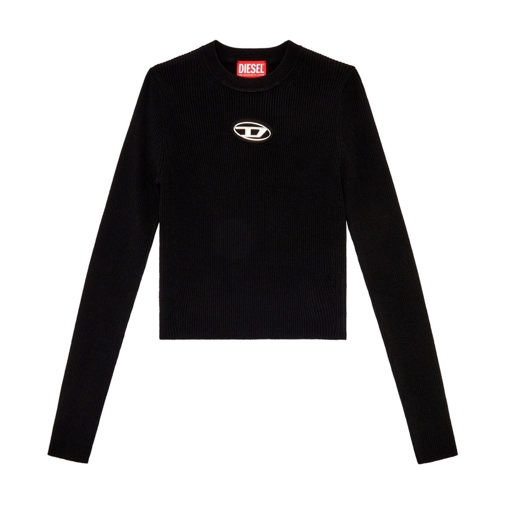 Diesel M-Valary logo plaque cropped ribbed top